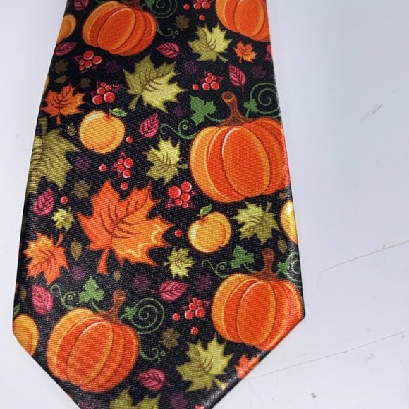 Lot of FOUR Men's Novelty Thanksgiving Neck Ties Pumpkins Turkeys No Brand 56" - Picture 9 of 15